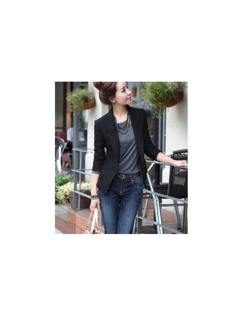 USA Fashion Women's Ladies Suit Coat Business Blazer Long Sleeve Lady Leisure Suit Jacket Outwear - Black - 4A3907513473