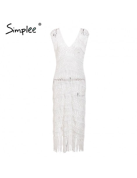 Dresses Sexy summer swimsuit women cover-ups See through tassel beach dress Hollow out party club white ladies vestidos 2019 ...