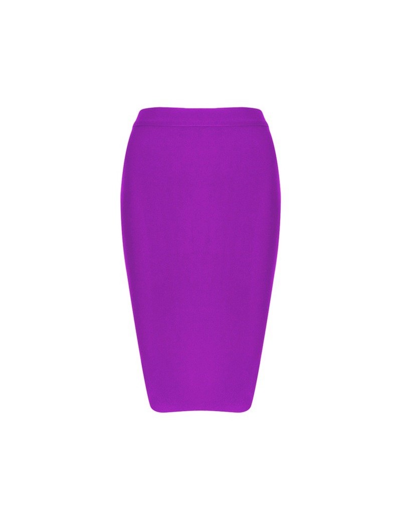 Fashion Women Skirt 2018 New Knee Length Slim High Waist Pencil Bandage Skirt yellow white red - light purple - 4O3986241338-6