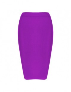 Skirts Fashion Women Skirt 2018 New Knee Length Slim High Waist Pencil Bandage Skirt yellow white red - light purple - 4O3986...