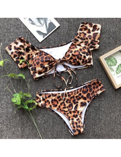 Sexy Beach Wear Suit Solid Women Rompers Female Leopard Print Summer Suit Women Off Shoulder Short Bodysutis - leopard - 4R3...