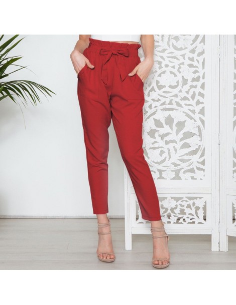 Jumpsuits 2019 Hot Office Work Pants Women Fashion Slim Red Black Khaki Trousers New Fashion Joker High Waist Nine Pants Belt...
