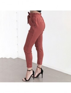 Jumpsuits 2019 Hot Office Work Pants Women Fashion Slim Red Black Khaki Trousers New Fashion Joker High Waist Nine Pants Belt...