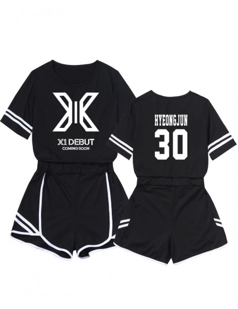 Women's Sets Kpop X1 Group Combine Short Sleeve Broad Short Legs Pants Suit Woman X One Short Sleeve Suit Twinset Sports Pant...
