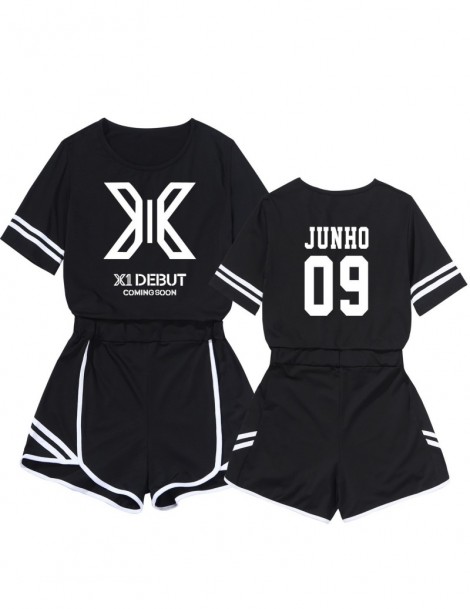 Women's Sets Kpop X1 Group Combine Short Sleeve Broad Short Legs Pants Suit Woman X One Short Sleeve Suit Twinset Sports Pant...