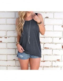 Tank Tops 2019 New Arrival Summer Women Sexy Sleeveless Backless Shirt Knotted Tank Top Blouse Vest Tops Tshirt - Dark Gray -...