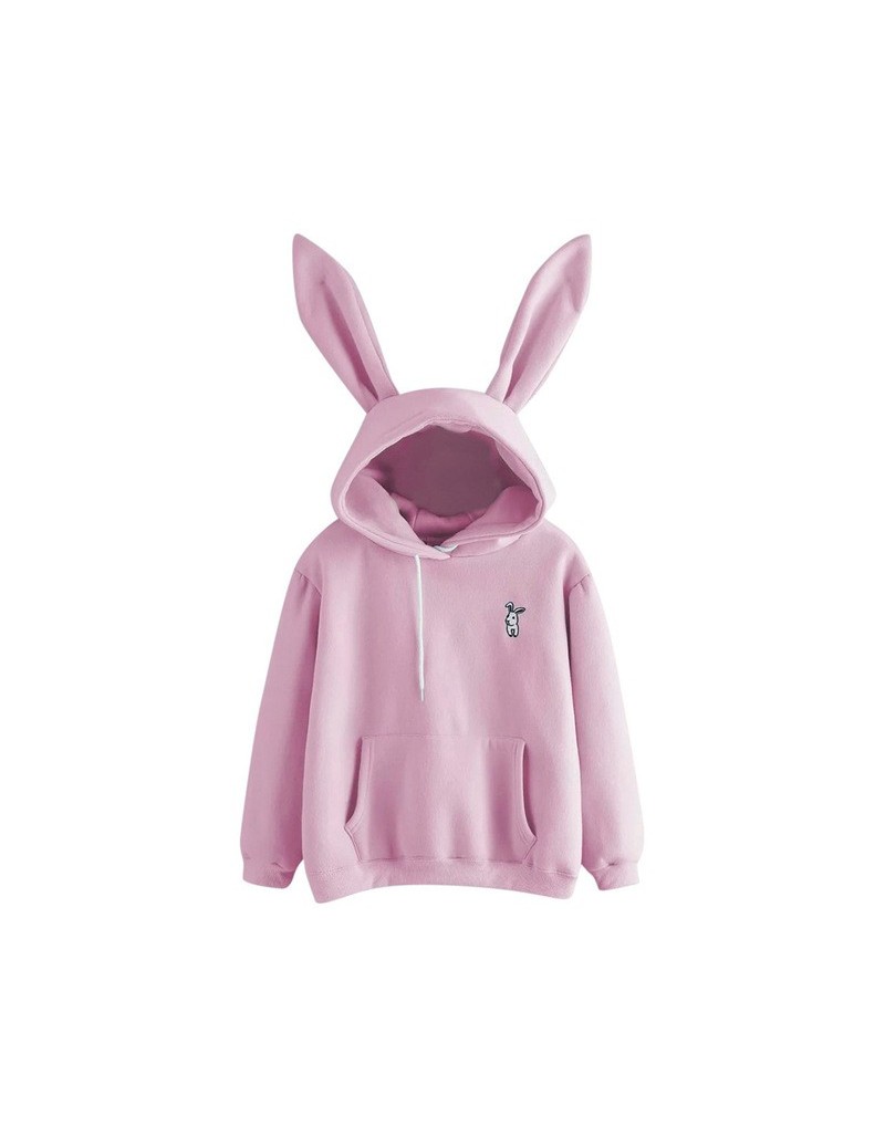 Hoodies & Sweatshirts Womens Long Sleeve Rabbit Hoodie Sweatshirt Pullover Tops Blouse - Pink - 4Z4165017865-2 $48.03