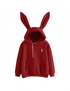 Hoodies & Sweatshirts Womens Long Sleeve Rabbit Hoodie Sweatshirt Pullover Tops Blouse - Pink - 4Z4165017865-2 $25.96