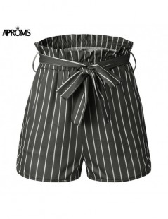 Shorts Multi Striped Ruffles Shorts for Women 2019 Casual High Waist Sash Tie Shorts Ladies Streetwear Beach Soft Bottoms Muj...