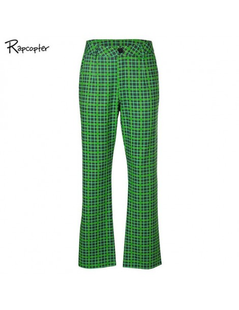 Pants & Capris Plaid High Waist Casual Women Harem Pants Green Loose Harajuku Streetwear Pants Zipper Fashion Full Length Lad...