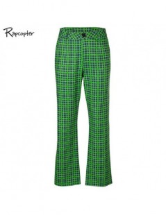 Pants & Capris Plaid High Waist Casual Women Harem Pants Green Loose Harajuku Streetwear Pants Zipper Fashion Full Length Lad...