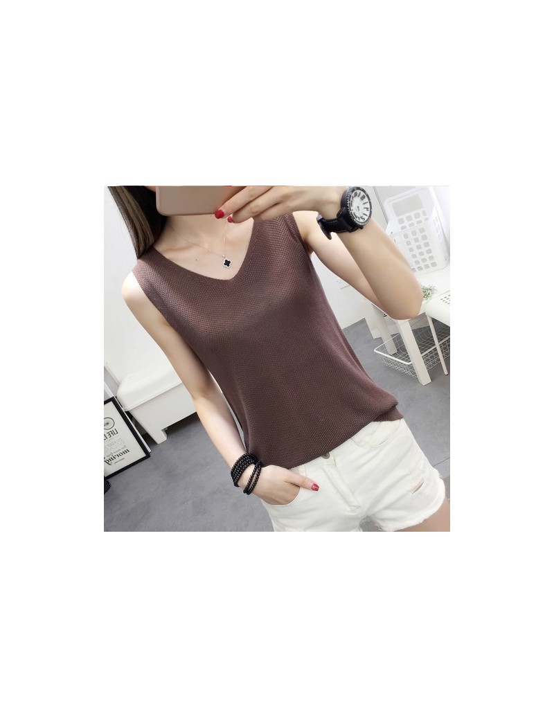 2019 New Fashion Spring Summer V-Neck Women Tank Tops Sexy Slim Ladies Vest Casual Solid Color Sleeveless Tank Top Tee Plus ...