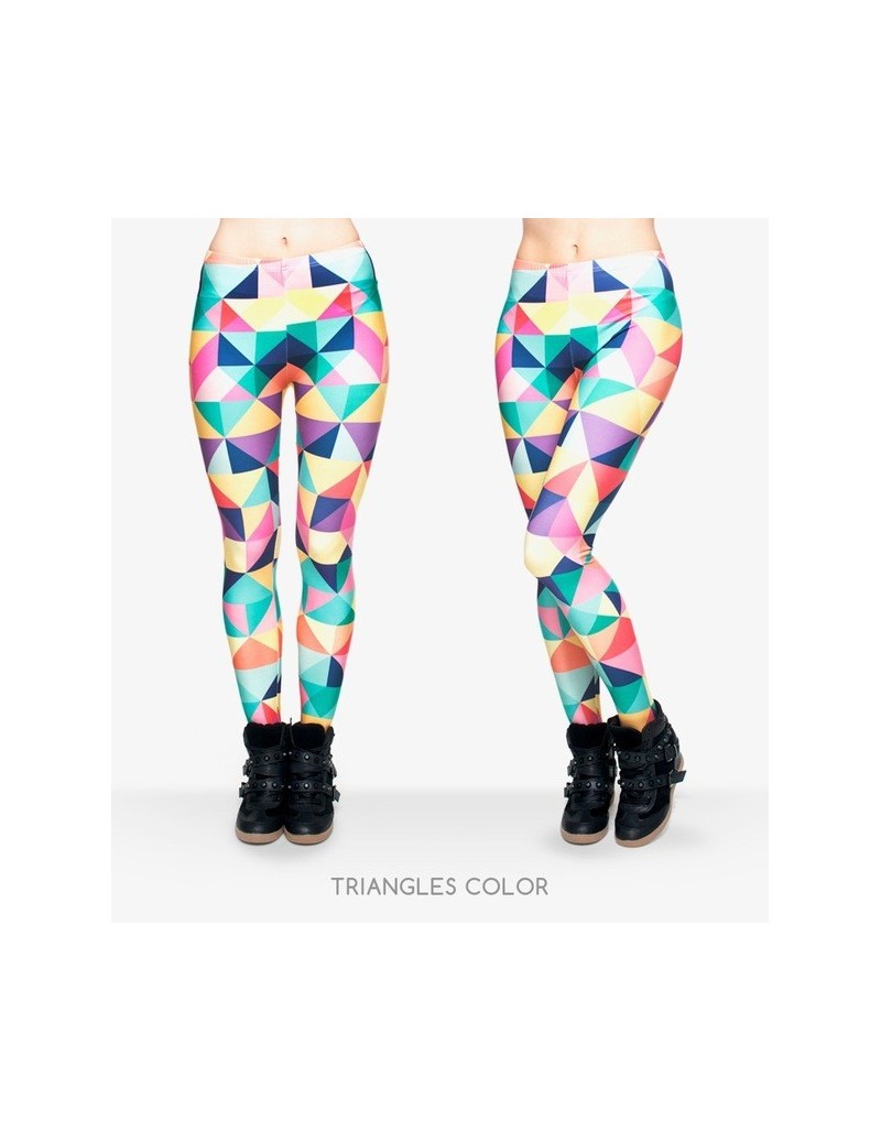 Fashion Triangles Color Printing Legins Womens Legging Stretchy Trousers Casual Pants Leggings - Triangles Color - 413674604420