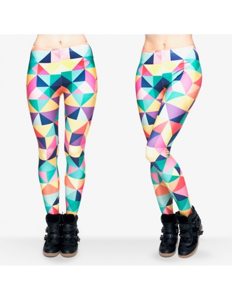 Leggings Fashion Triangles Color Printing Legins Womens Legging Stretchy Trousers Casual Pants Leggings - Triangles Color - 4...