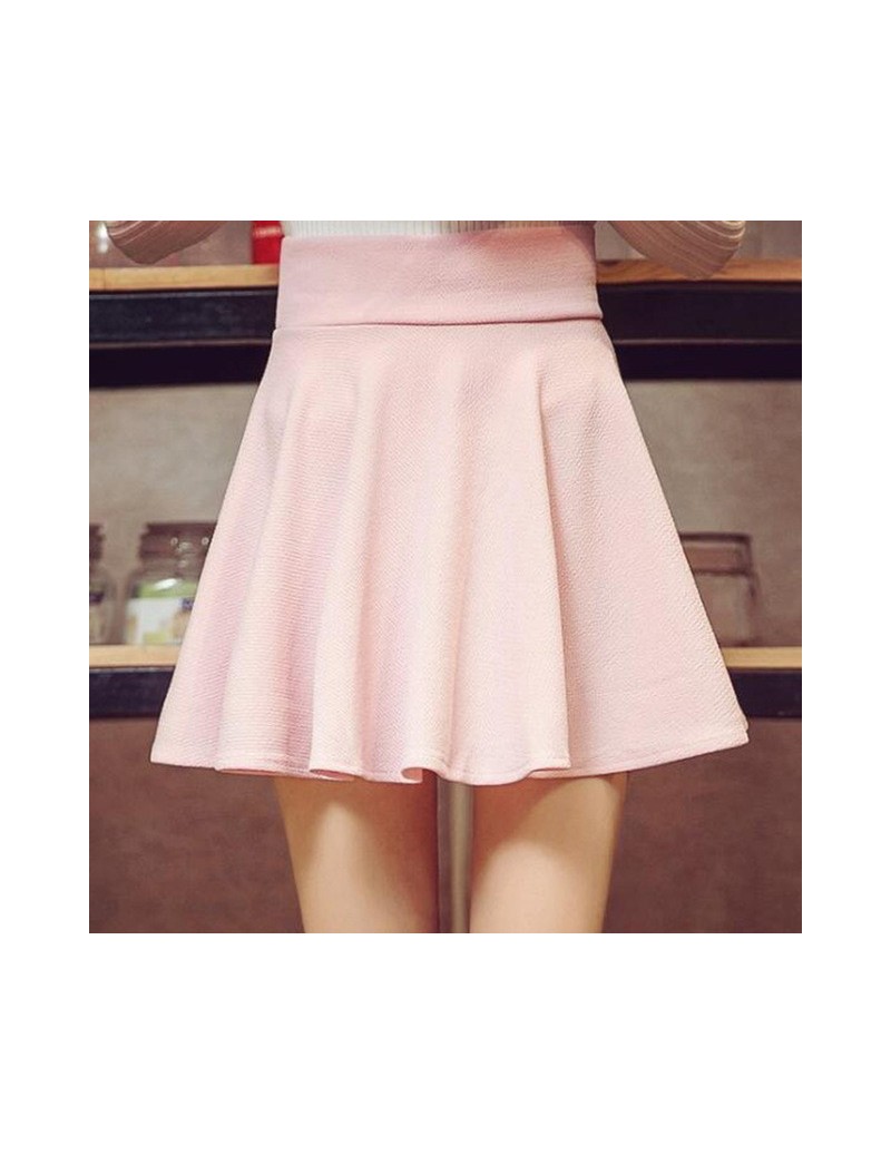 2019 Fashion Women Summer High Waist Pleated Skirt New A line Stretchy Flared Short Skirts Plus size 3XL Girls Mini Skirt - ...
