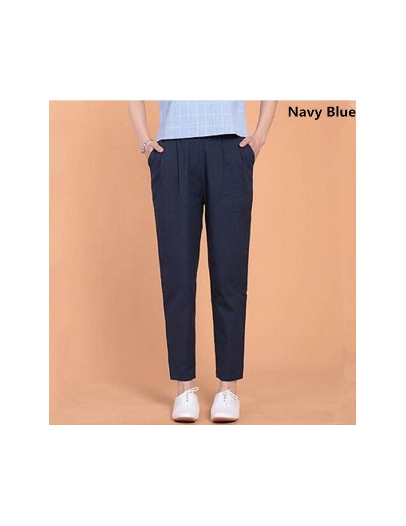 Autumn 2019 Spring Summer Women cotton Linen Pants Casual Solid Elastic Waist Harem Pant Plus Size M-5XL 6XL Black Red trous...