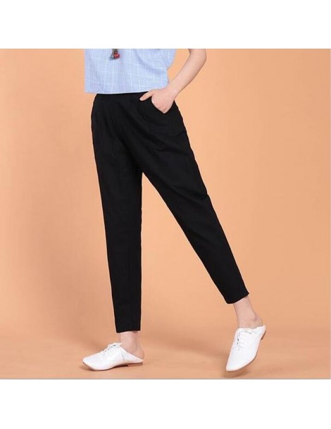 Pants & Capris Autumn 2019 Spring Summer Women cotton Linen Pants Casual Solid Elastic Waist Harem Pant Plus Size M-5XL 6XL B...