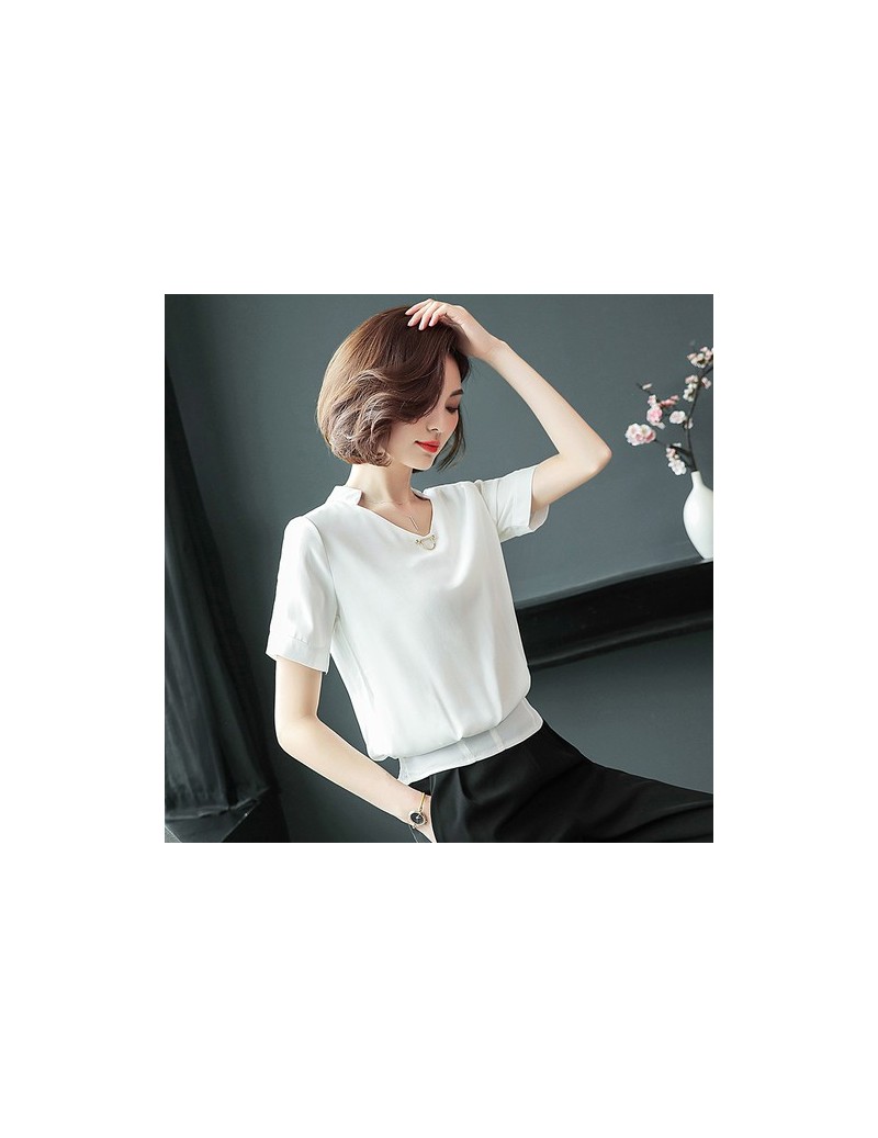 Summer chiffon women's clothing Fashion 2019 women shirts blouses short sleeve plus size 4XL v-neck women's tops blusas D632...