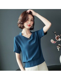 Blouses & Shirts Summer chiffon women's clothing Fashion 2019 women shirts blouses short sleeve plus size 4XL v-neck women's ...