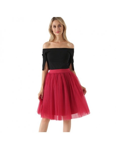 Skirts Mesh Pleated 7 Layers Dance Tulle Skirt Fashion Tutu Skirts Womens Petticoat Elastic Belt 2019 Lolita faldas saia jupe...
