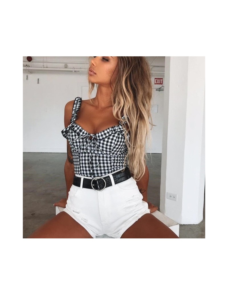 Tank Tops Newest Women lady solid crop tops Hot summer off shoulder bandage short sleeve shirt Strapless Casual Tank Top Club...