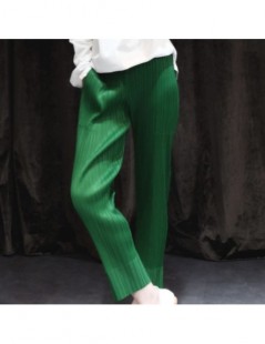 Pants & Capris 2019 Autumn New Casual Fashion Temperament Women Loose Plus Pleated High Waist Straight Pants TC519 - green - ...