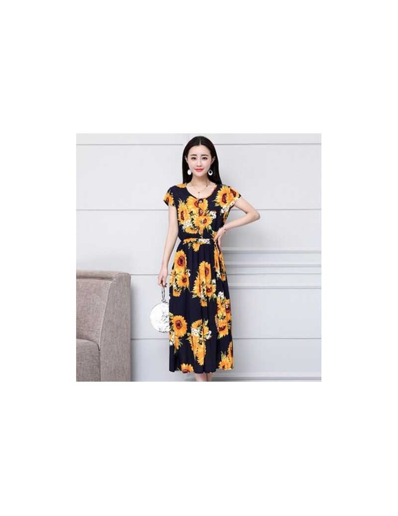 Plus Size 2019 Summer New Short-sleeved Print Vintage Dress Loose Long Dress XL-6XL Women Dress RE2336 - 9 - 423004408428-4