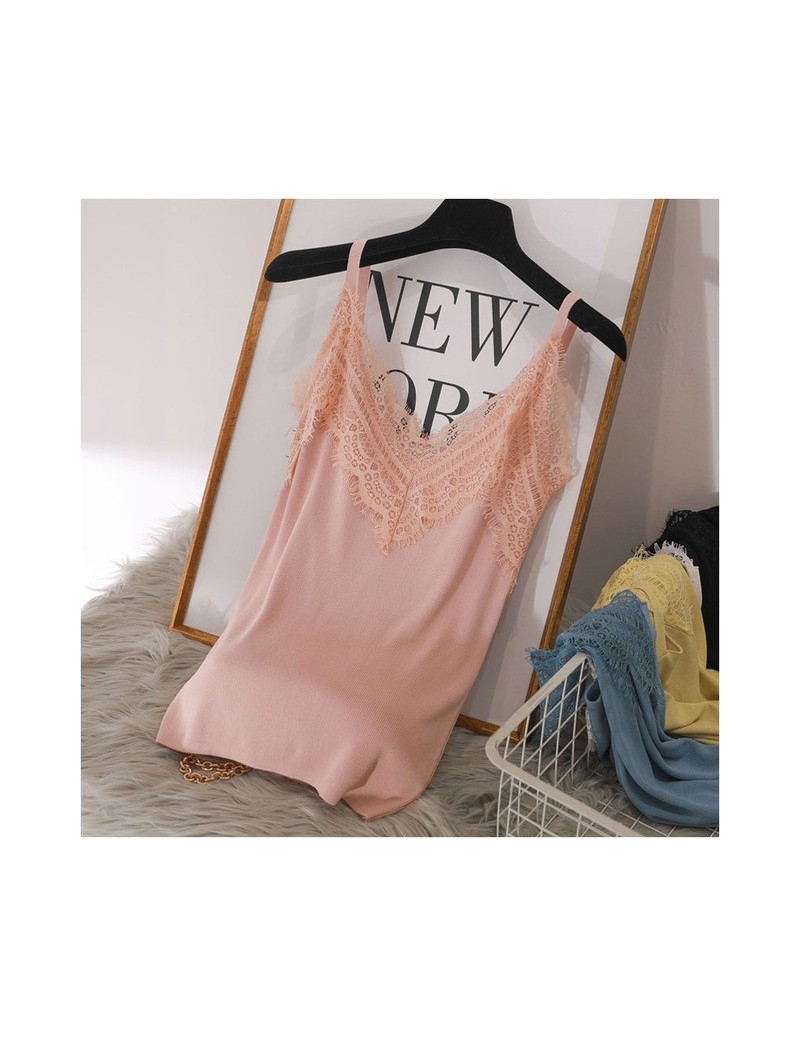 Tank Tops 2019 Sexy basic lace camisole Summer knit Tank top Women Adjustable strap camisole female camis High Elasticity top...