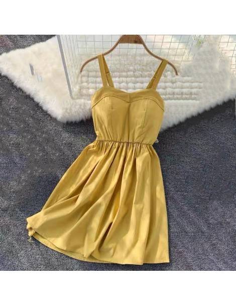 Dresses Marwin 2019 New-Coming Summer Solid Knee-Length Spaghetti Strap Strapless Dresses High Street Empire Style Party Holi...