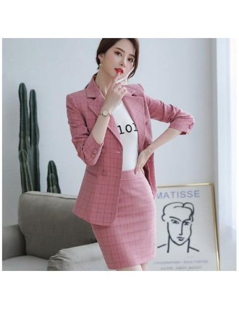 Pant Suits 2019 Autumn Plaid pants sutis women slim fashion temperament professional long sleeve blazer and pants office ladi...