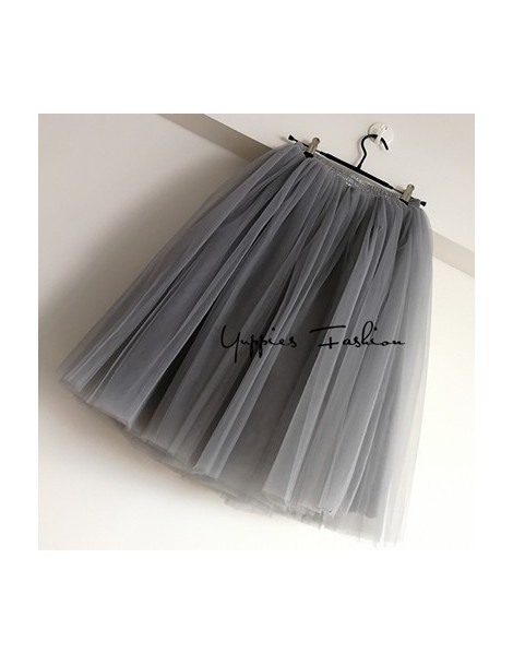 Skirts 7 Layers 65cm Knee Length Tulle Skirt Tutu Women Skirt High Waist Pleated Skirt Cosplay Petticoat Elastic Belt faldas ...
