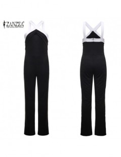 Jumpsuits ZANZEA 2019 Summer Rompers Womens Jumpsuits Sexy Halter Neck Sleeveless Off Shoulder Long Playsuits Club Party Over...