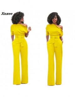 Jumpsuits 2018 New Fashion Summer Women Plus Size Elegant Office Ladies Jumpsuits Solid One Shoulder Tied Waist Flared Casual...