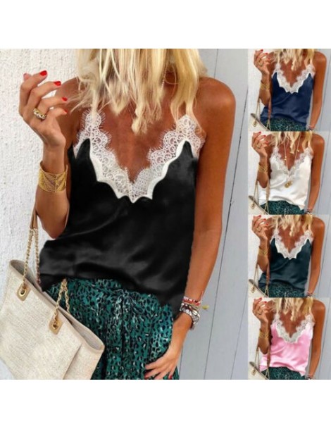 Camis New Women Summer Lace Vest Top Sleeveless Blouse Casual Tank Tops T-Shirt - Sky Blue - 4Y4146811320-2 $6.12