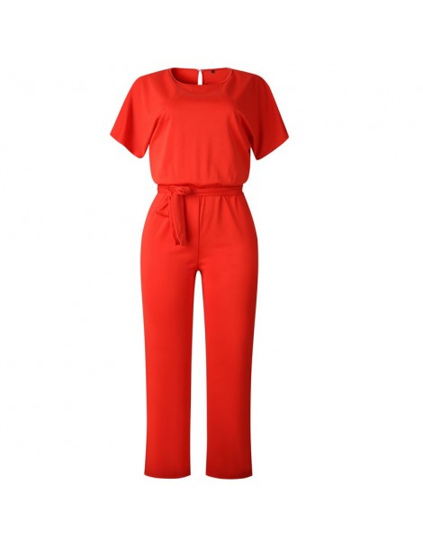 Jumpsuits Sexy Button Hollow Loose Plus Size Playsuit Lace Up Sashes Long Jumpsuit Rompers Female 2019 Spring Fashion Women J...
