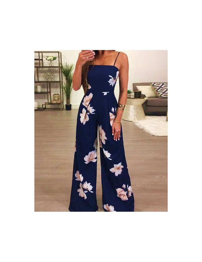 Fashion Women Jumpsuit Casual Boho Sleeveless Jumpsuits Sling Jumpsuit Loose Floral Romper Wide Leg Trousers Womens Playsuit...