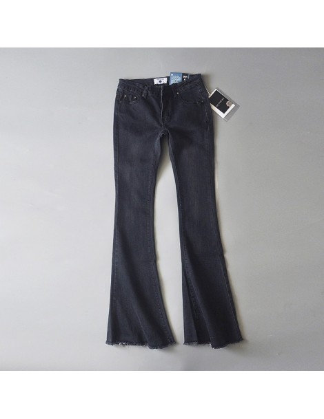 Jeans 2018 spring autumn new high waist multi-color stretch Slim flare jeans Women's fashion pocket zipper denim Long pants -...