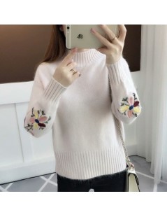 Pullovers Knitted Sweater Women Roubd Collar Sweater And Pullovers Embroidery Long Sleeved Jumper For Lady Slim Waist Christm...