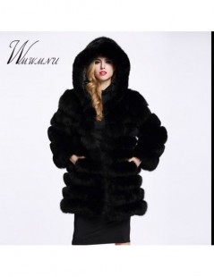 Faux Fur Elegant Faux Fox Fur Coat Women Winter casual Warm Luxury Fake Fur coat 2018 Fashion fluffy Coats Female Hooded Jack...