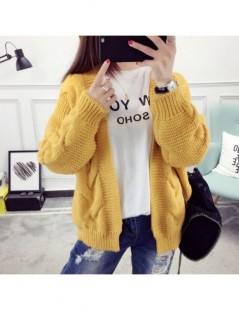 Cardigans 2019 Women Sweater Tops Vintage Ladies Cardigans White Pull Femme Winter Casual Sweater - Yellow - 4M3934822645 $12.06
