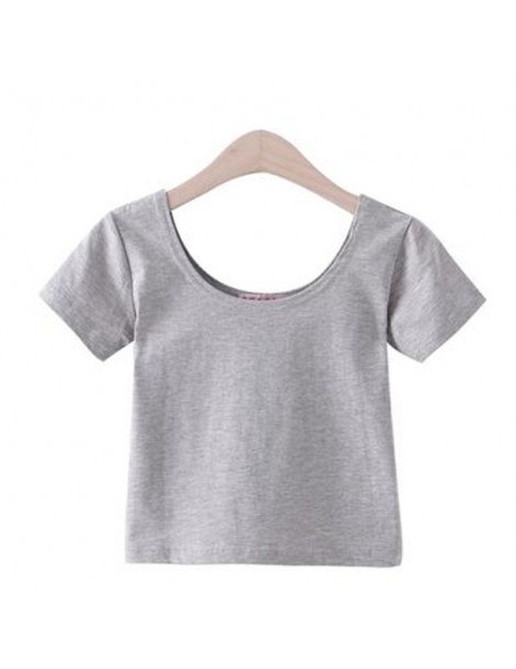 T-Shirts 2019 New Women Best Sell U neck Sexy Crop Top Ladies Short Sleeve T Shirt Tee Short T-shirt Basic Stretch T-shirts -...