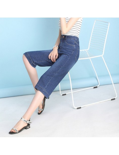 Jeans Women Loose Jeans For Summer High Waist Calf Length Women's Denim Jeans Pants Casual Straight Jeans - Dark Blue - 4L411...