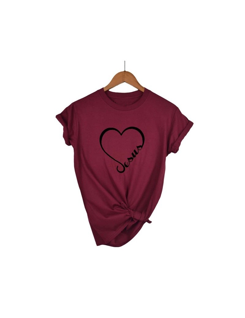 Jesus Print Heart-shaped T-shirt Women Short Sleeves Funny Faith Clothes Streetwear Casual Women Christian T Shirt Plus Size...