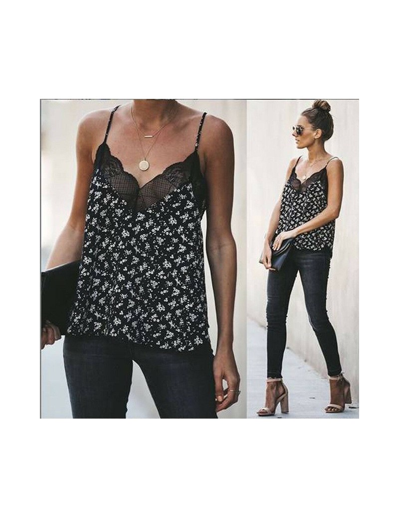 2019 The Newest Fashion Wear Take Polyester Women Lace Sleeveless Leopard Print Vest T-Shirt Summer Cami Casual Tank - Flora...