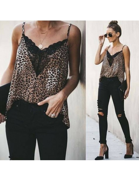 T-Shirts 2019 The Newest Fashion Wear Take Polyester Women Lace Sleeveless Leopard Print Vest T-Shirt Summer Cami Casual Tank...
