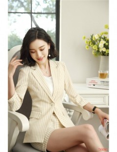 Pant Suits Fashion Casual Ladies Grey Blazer Women Business Suits Shorts and Jacket Sets Half Sleeve OL Styles - Picture colo...