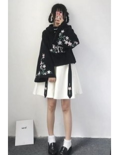 Hoodies & Sweatshirts Chinese Style White Deer Flower Ring Embroidery Pullover Women Autumn Winter Cape & Skirt Set Cute Warm...