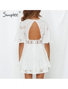 Dresses White embroidery women summer dress Hollow out o neck cotton linen dresses Holiday backless short female vestidos 201...