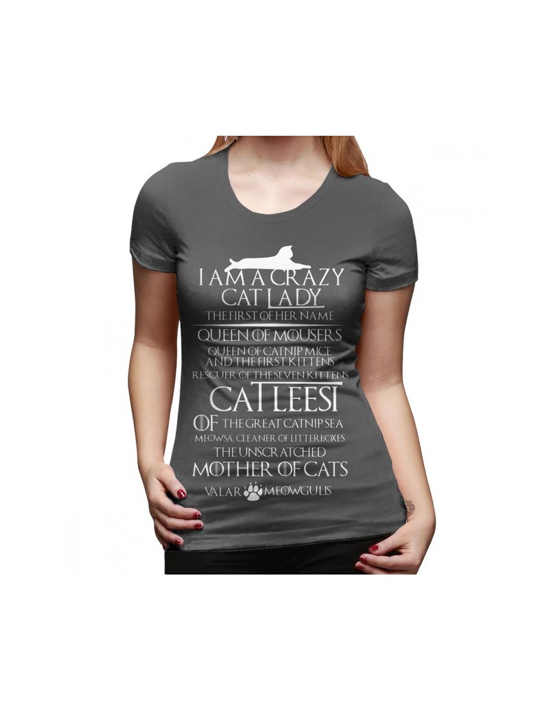T-Shirts Game Of Thrones T-Shirt Catleesi Mother Of Cats White On Black Version T Shirt Navy O Neck Women tshirt Casual Ladie...