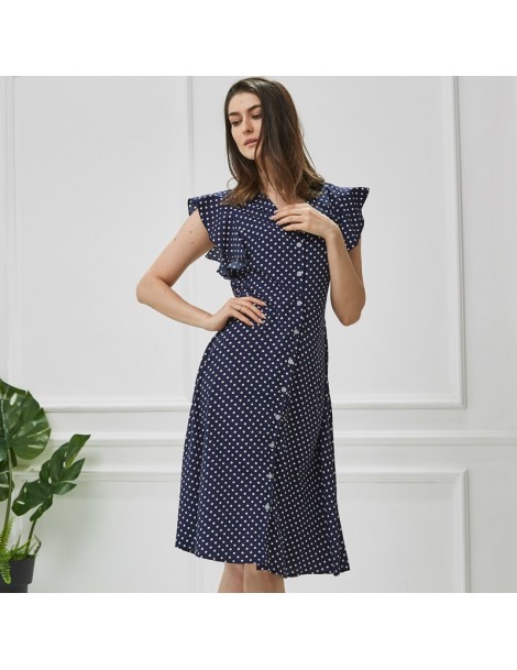 Dresses polka dot dress for women office midi dress 80s 2019 vintage cute A-line dress red blue ruffle sleeve vestidos AON08 ...